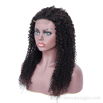Factory Direct Sale Brazilian Bob Afro Bang Kinky Curly Closure Frontal Wig Human Hair Wig Curly Natural Lace